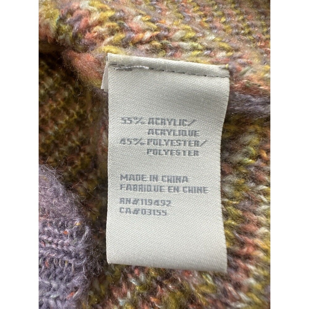 April Cornell Hooded Sweater Pullover Knit Yellow Purple Geometric Womens Large - Picture 10 of 14
